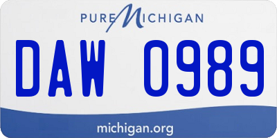 MI license plate DAW0989