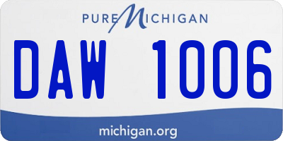 MI license plate DAW1006