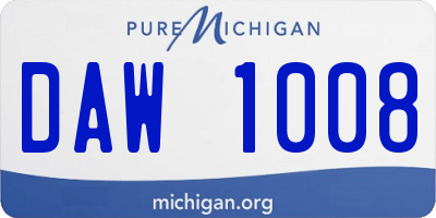 MI license plate DAW1008