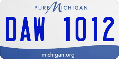 MI license plate DAW1012