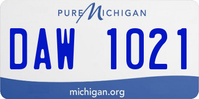 MI license plate DAW1021