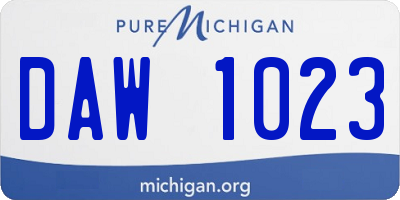 MI license plate DAW1023