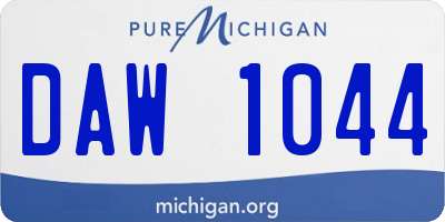 MI license plate DAW1044