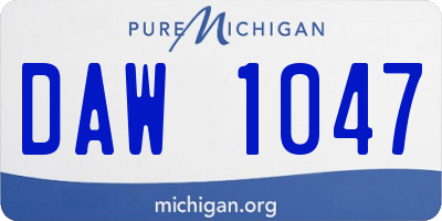 MI license plate DAW1047