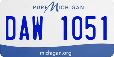 MI license plate DAW1051