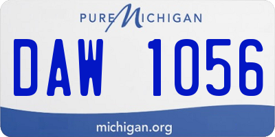 MI license plate DAW1056