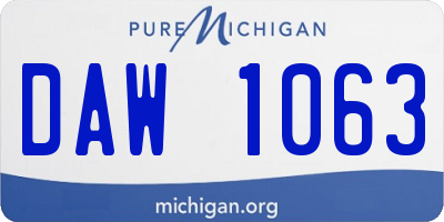 MI license plate DAW1063