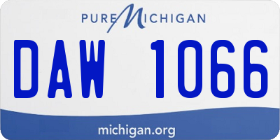 MI license plate DAW1066