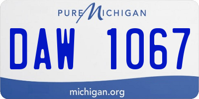 MI license plate DAW1067