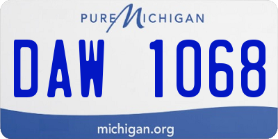 MI license plate DAW1068