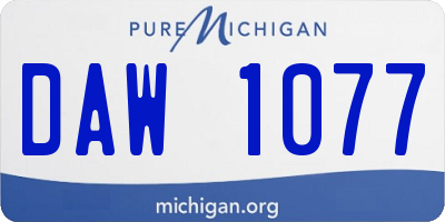 MI license plate DAW1077