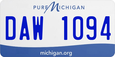 MI license plate DAW1094