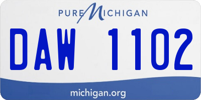 MI license plate DAW1102