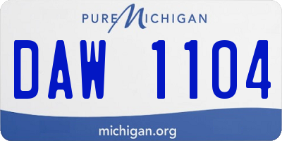 MI license plate DAW1104