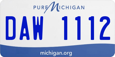 MI license plate DAW1112