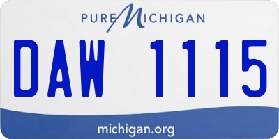 MI license plate DAW1115