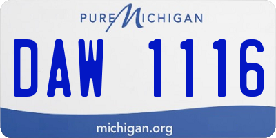 MI license plate DAW1116