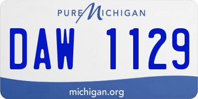 MI license plate DAW1129