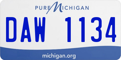 MI license plate DAW1134