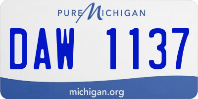 MI license plate DAW1137