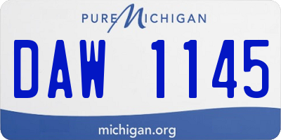 MI license plate DAW1145