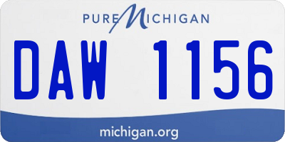 MI license plate DAW1156