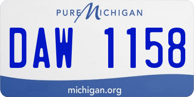 MI license plate DAW1158