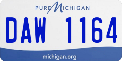 MI license plate DAW1164