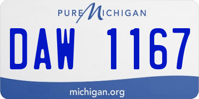 MI license plate DAW1167