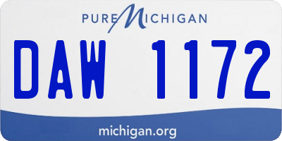 MI license plate DAW1172