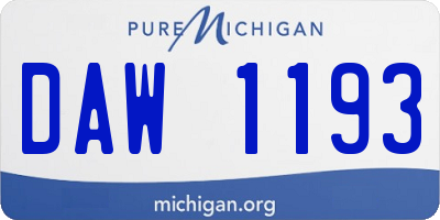 MI license plate DAW1193