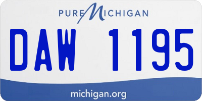 MI license plate DAW1195