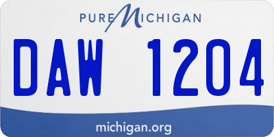 MI license plate DAW1204