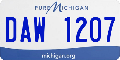 MI license plate DAW1207