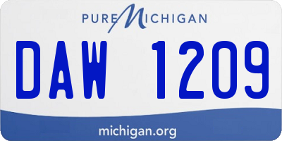MI license plate DAW1209