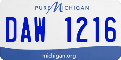 MI license plate DAW1216