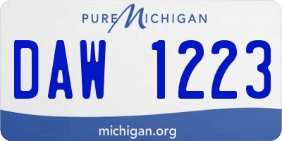 MI license plate DAW1223