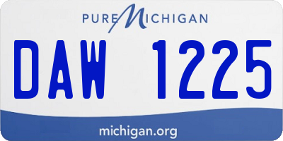 MI license plate DAW1225