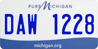 MI license plate DAW1228