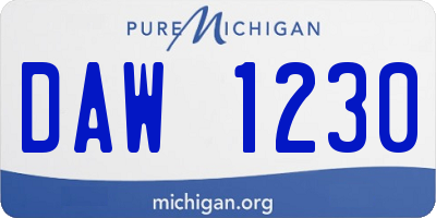 MI license plate DAW1230