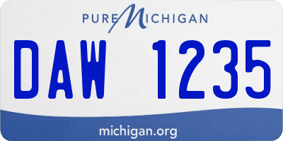 MI license plate DAW1235