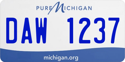 MI license plate DAW1237