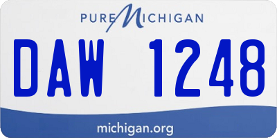 MI license plate DAW1248