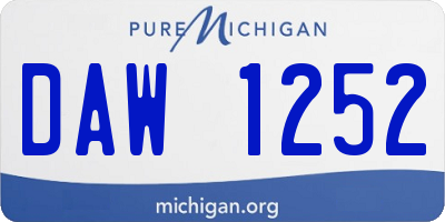 MI license plate DAW1252