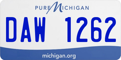 MI license plate DAW1262