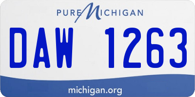 MI license plate DAW1263