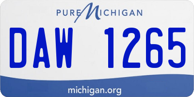 MI license plate DAW1265