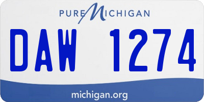 MI license plate DAW1274