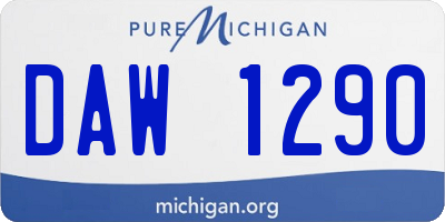 MI license plate DAW1290