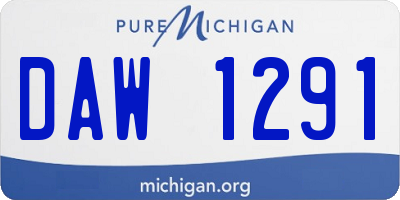 MI license plate DAW1291